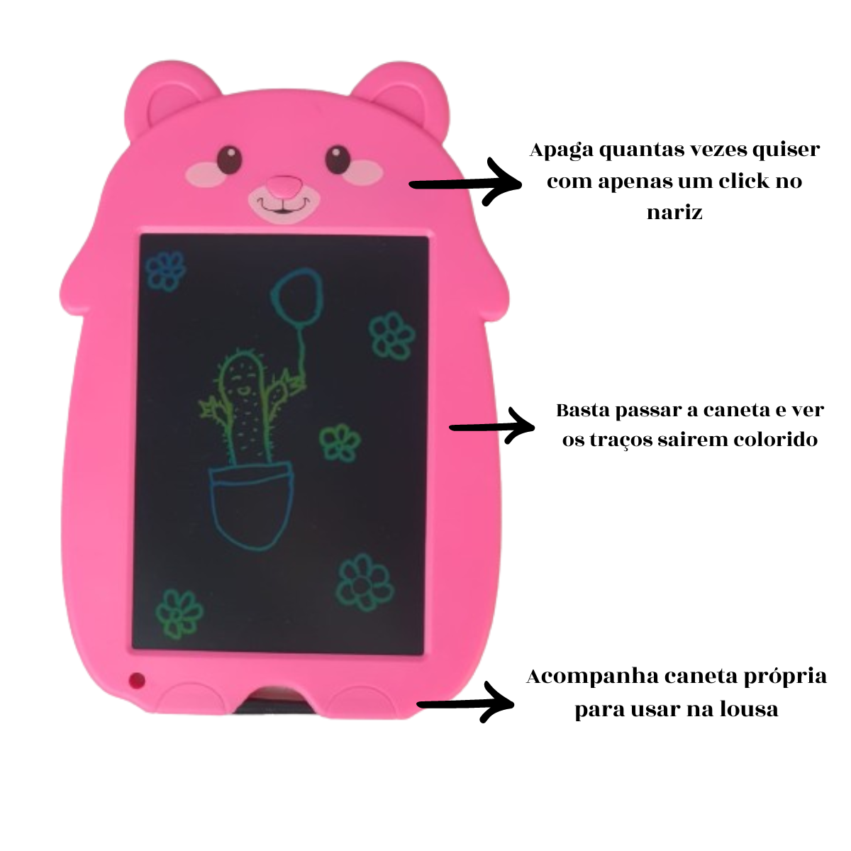 Lousa Magica Infantil Urso Rosa Digital Tablet Lcd 8.5 Lousa Magica Infantil Urso Rosa Digital Tablet Lcd 8.5